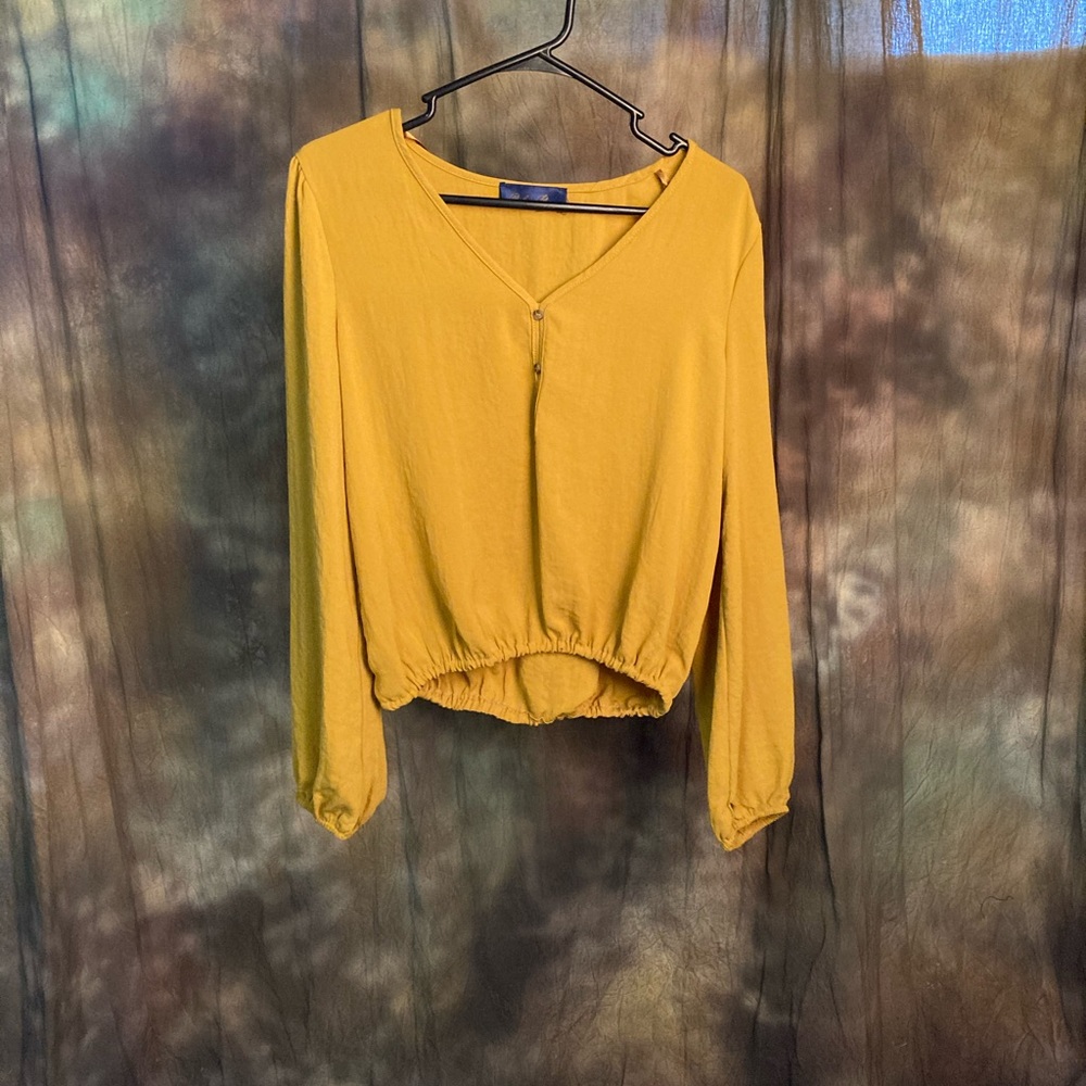 Mustard Yellow cinched waist blouse